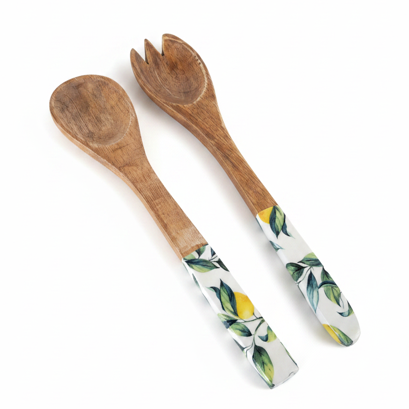 Lemon Mango Wood Fork & Spoon Set