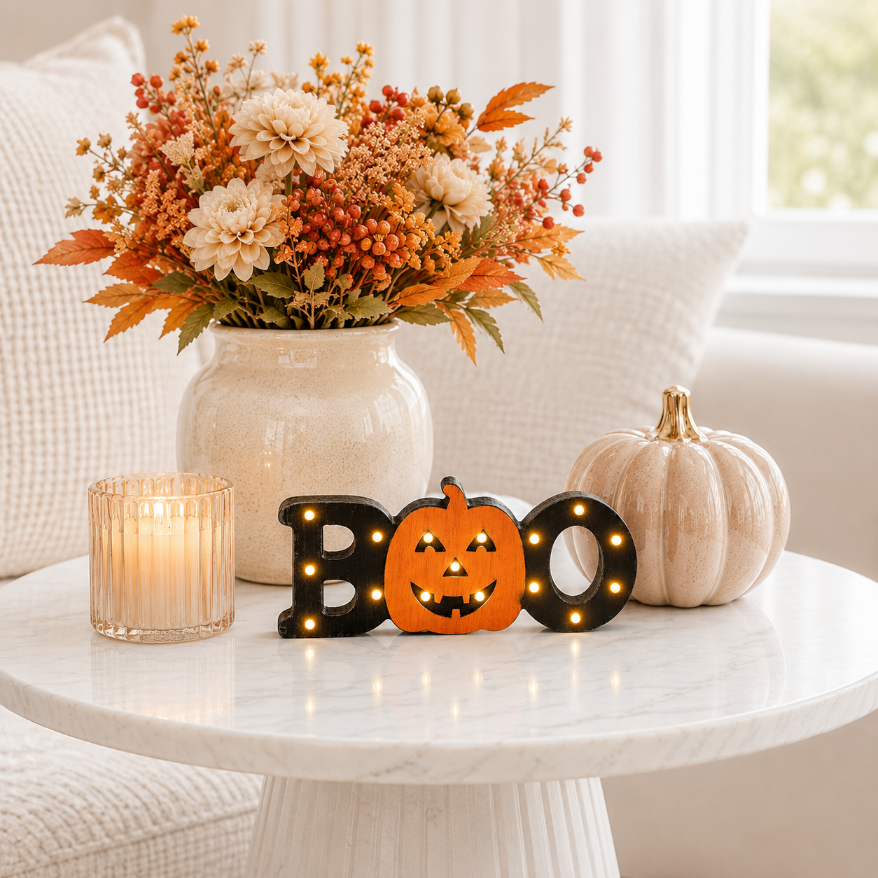 Black Wooden Boo LED Sign