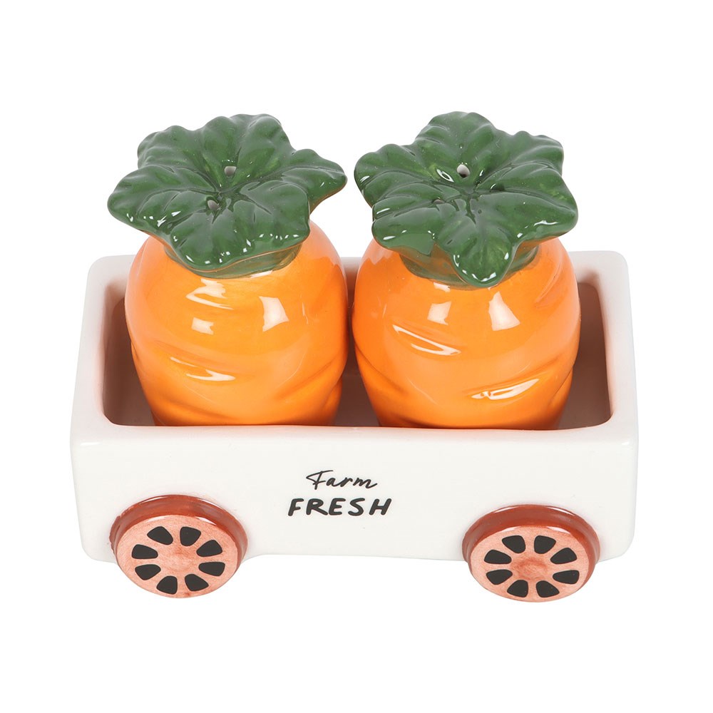 Carrot Salt & Pepper Shakers in Wagon