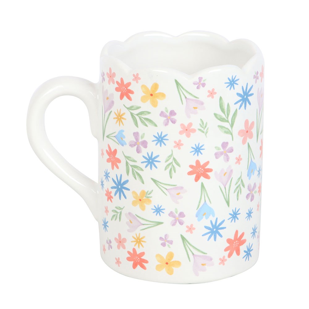 Spring Floral Print Scallop Mug