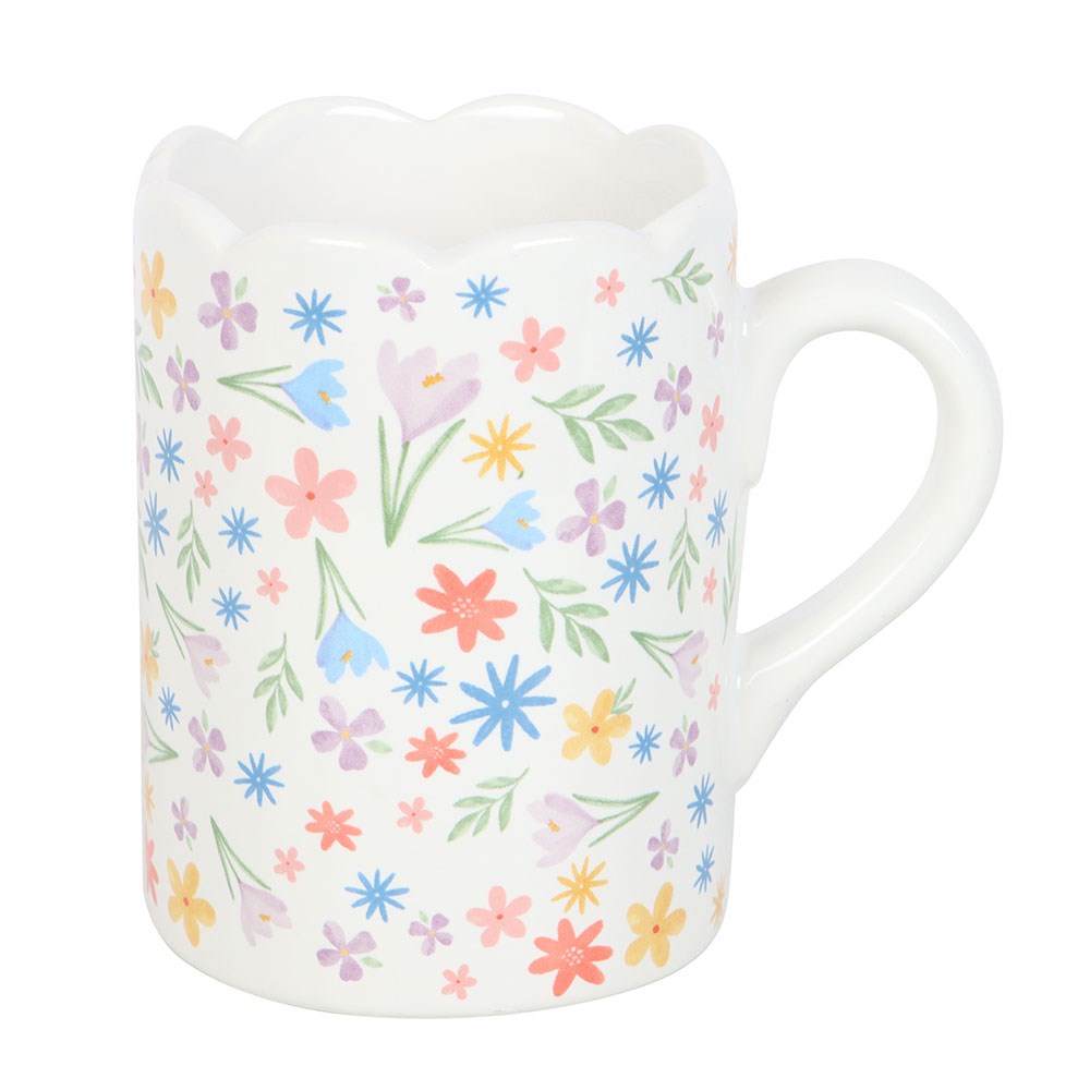 Spring Floral Print Scallop Mug