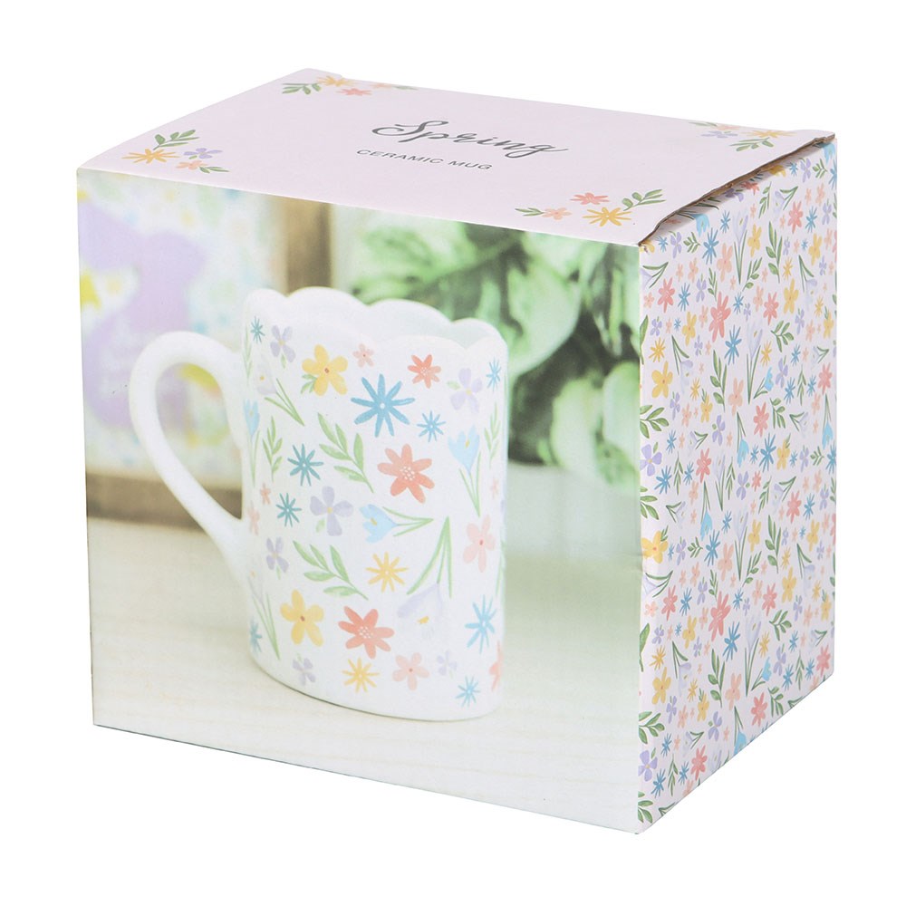 Spring Floral Print Scallop Mug