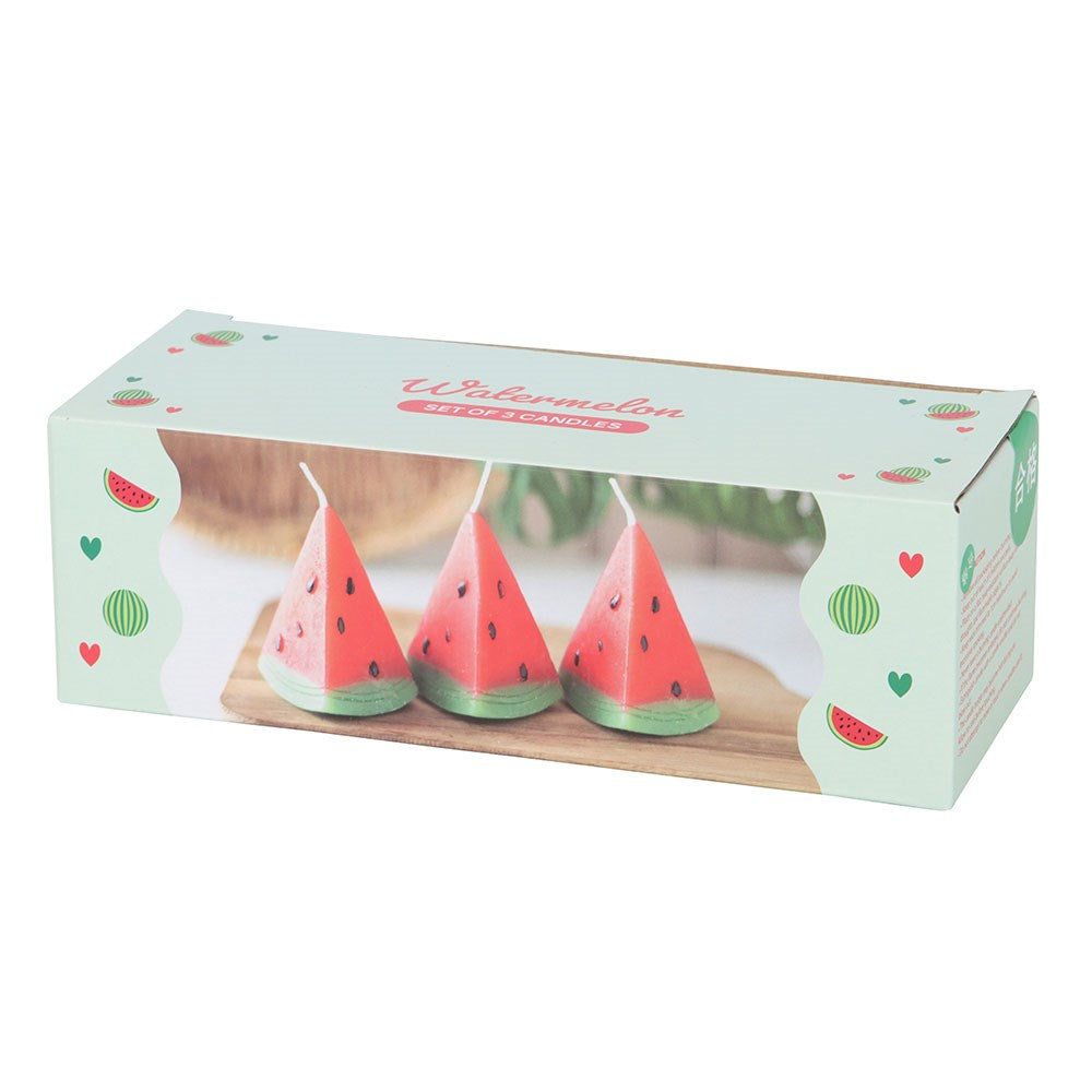 Set of 3 Watermelon Shaped Unscented Candles