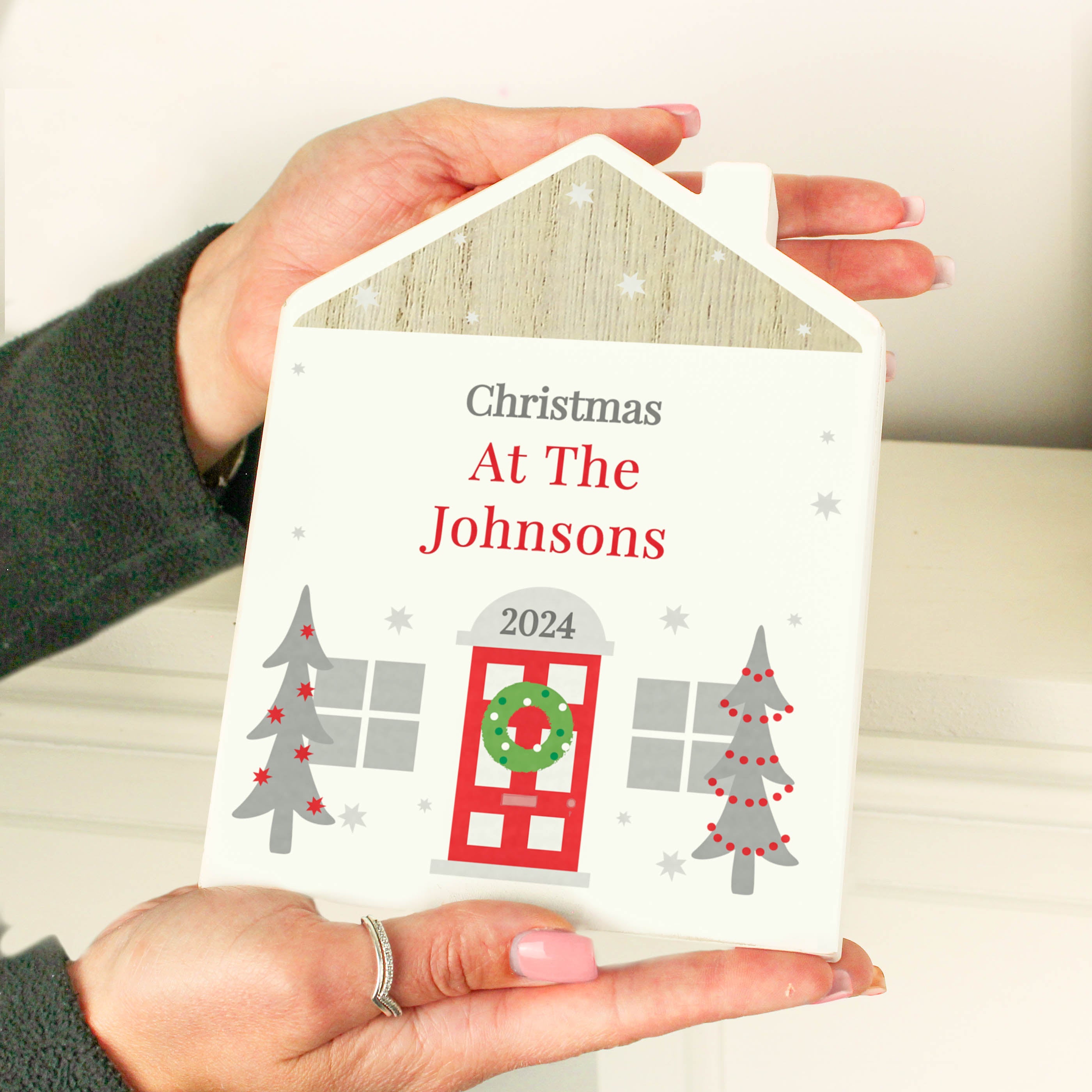 Personalised Christmas Wooden House Ornament