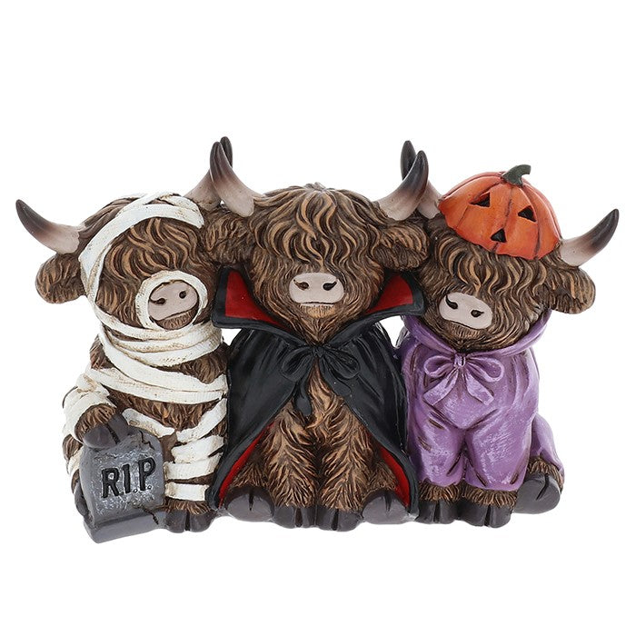 Spooky Halloween Highland Cow Trio