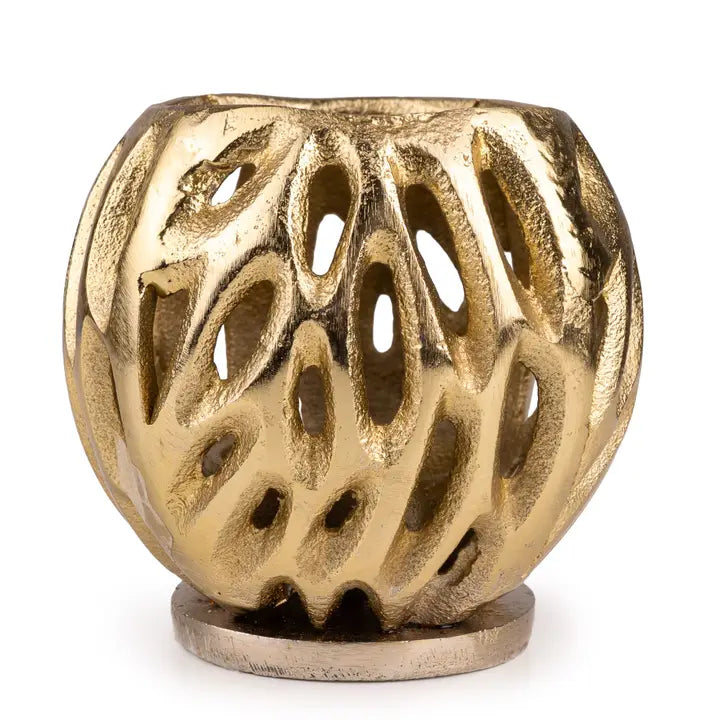Small Gold Metal Organic Tealight Holder