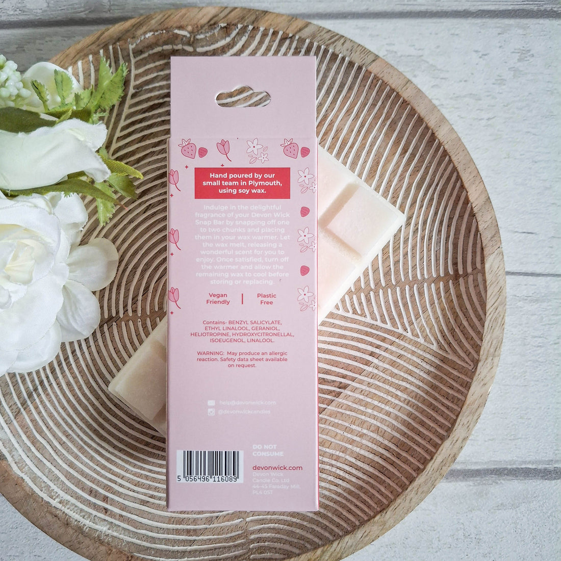 Pink Tulips &amp; White Jasmine Mini Wax Melt Snap Bar