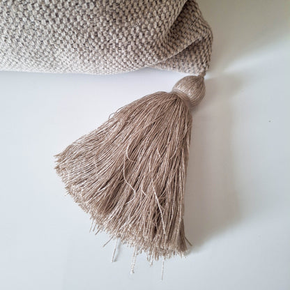 Taupe Tasselled Rectangular Cushion
