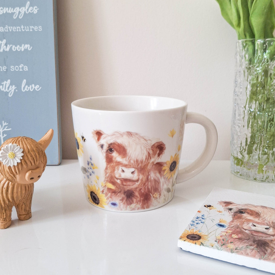 Floral Highland Cow Mug