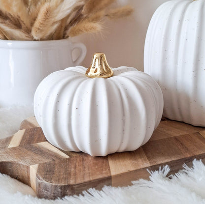 White Ceramic Pumpkin Ornament