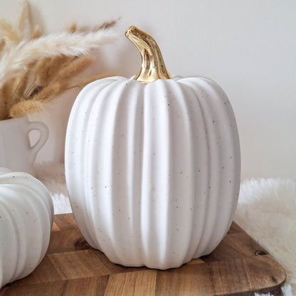 White Ceramic Pumpkin Ornament