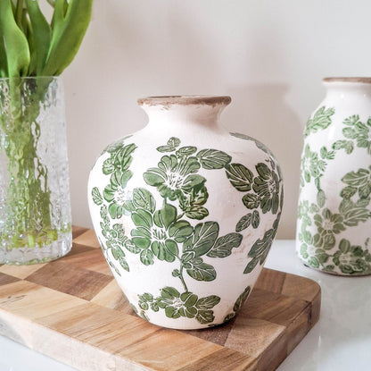 Green Clematis Crackle Plum Vase