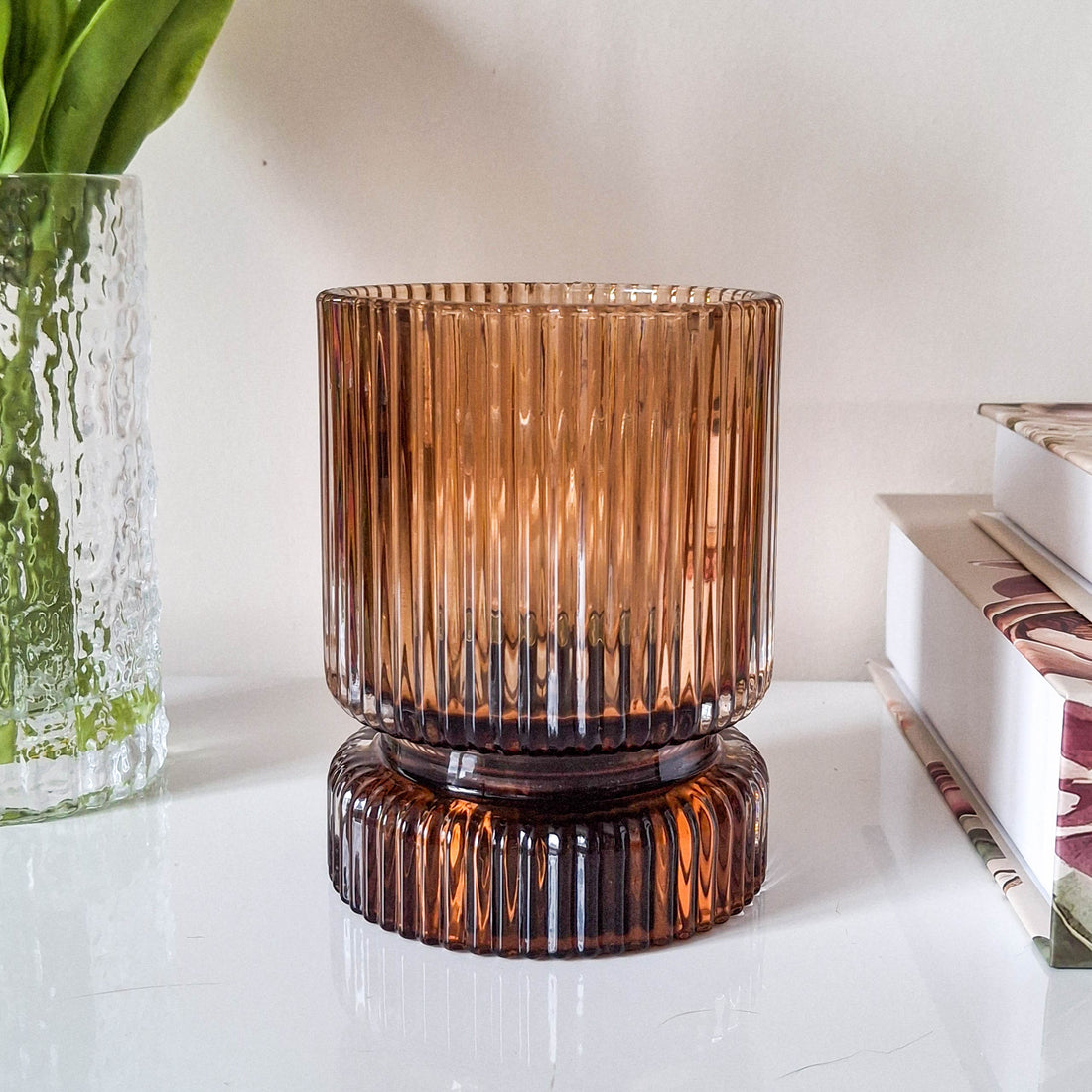 Bronze Ridge Glass LED Lamp