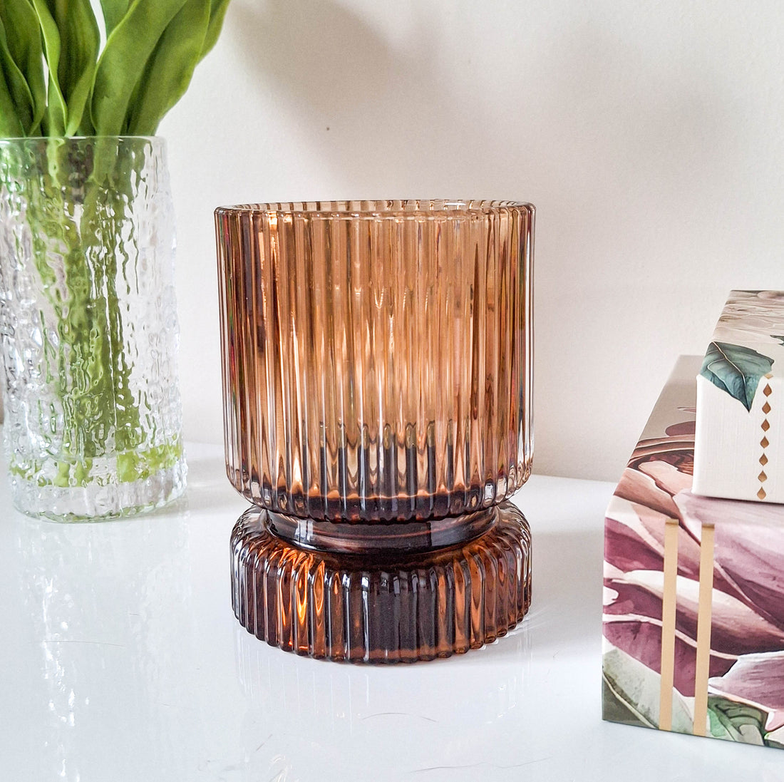 Bronze Ridge Glass LED Lamp