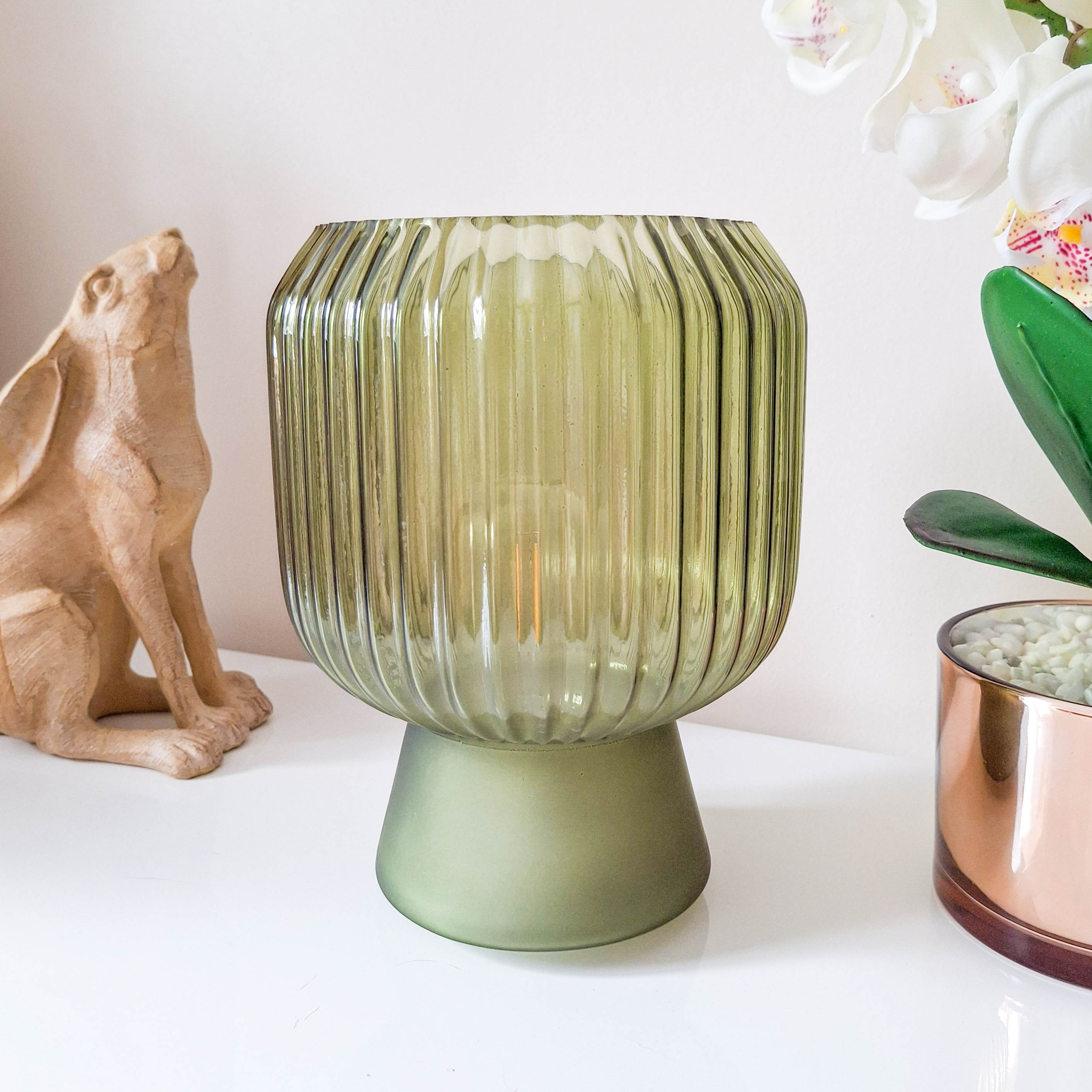 Green LED Ripple Glass Lamp