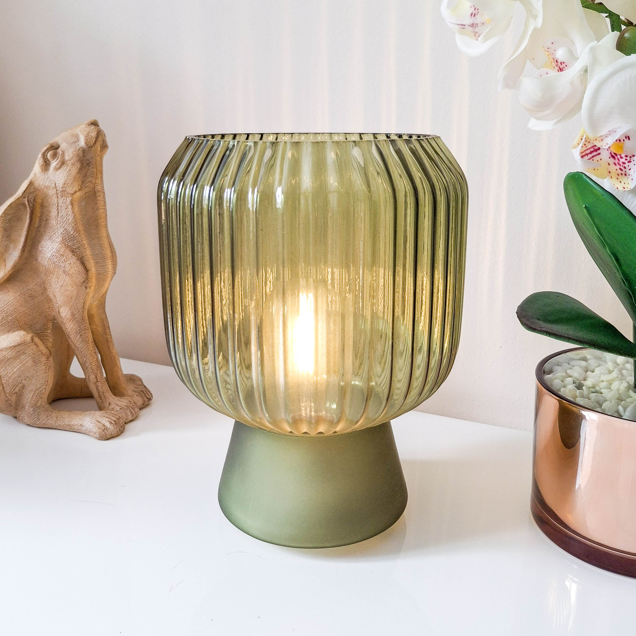 Green LED Ripple Glass Lamp