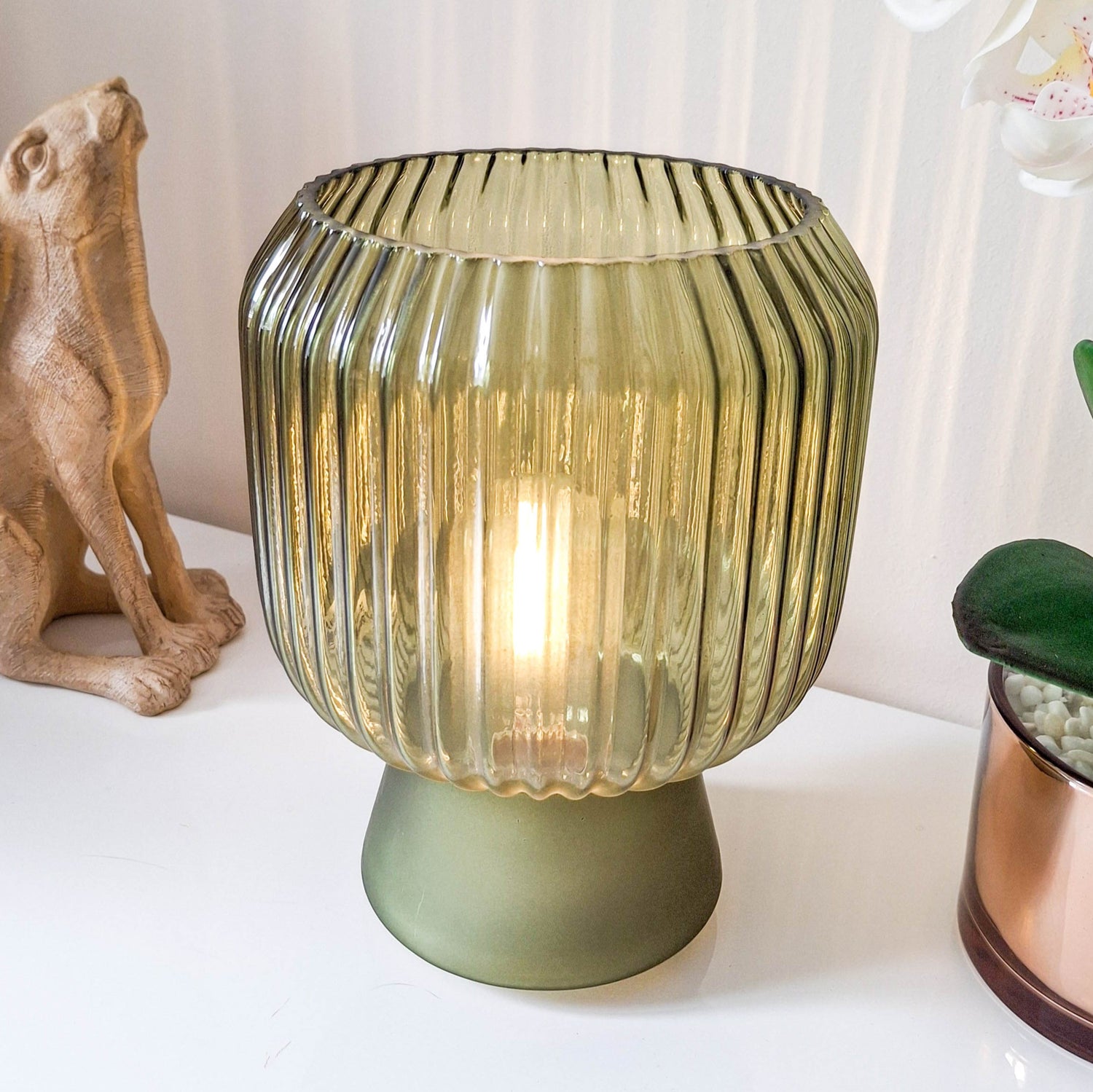 Green LED Ripple Glass Lamp