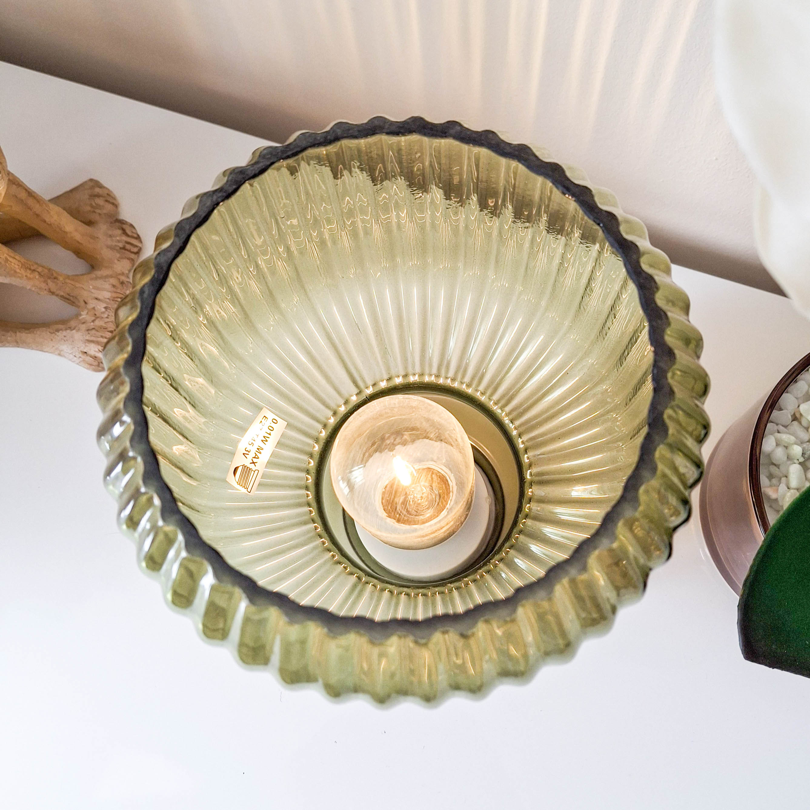Green LED Ripple Glass Lamp