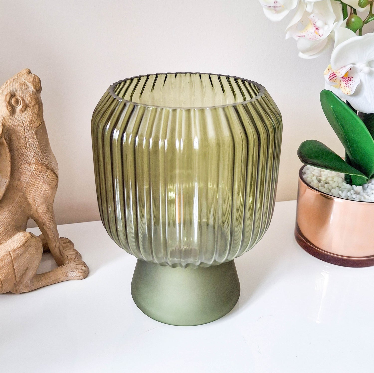 Green LED Ripple Glass Lamp