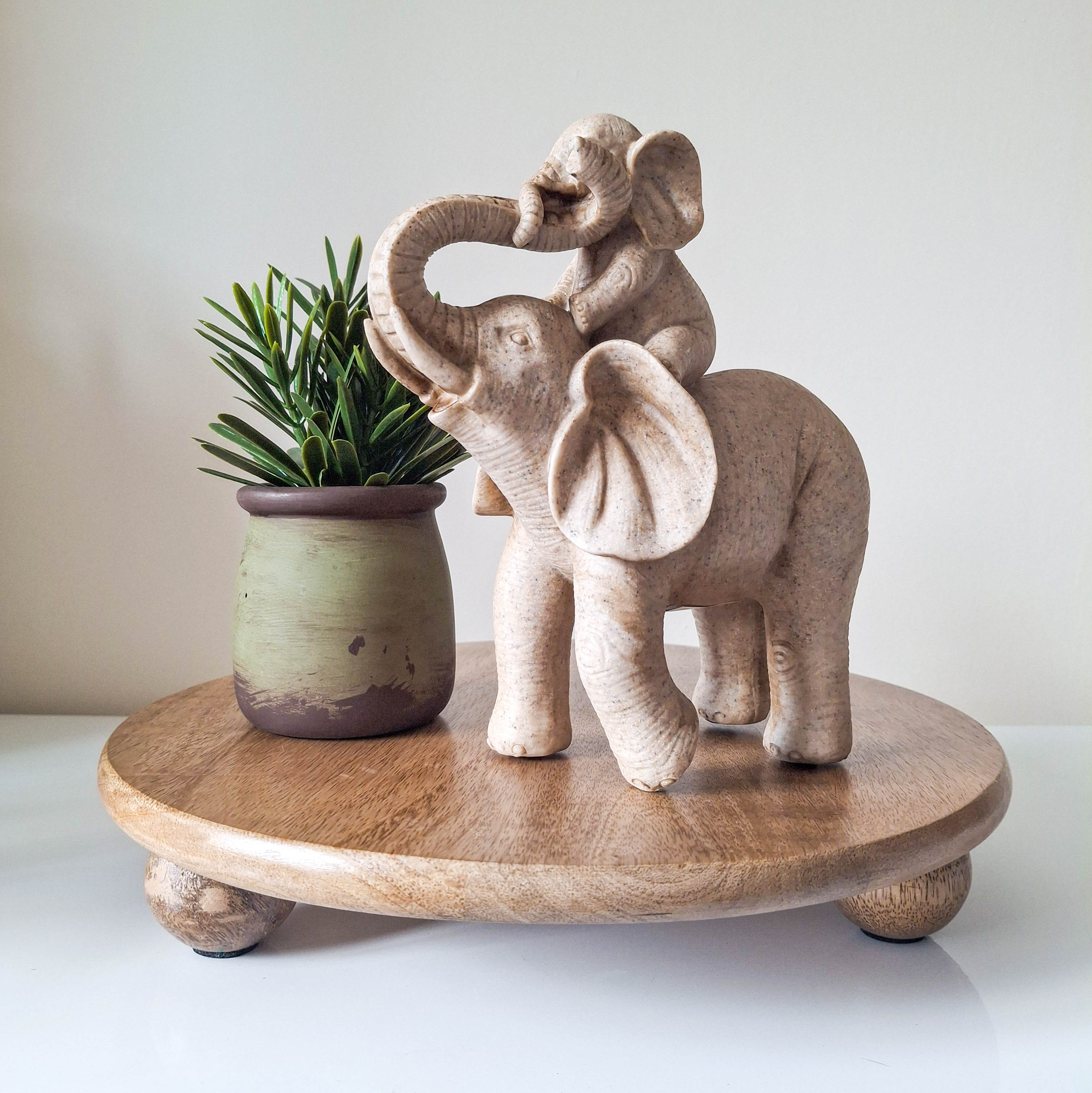 Round Mango Wood Styling Tray with Feet