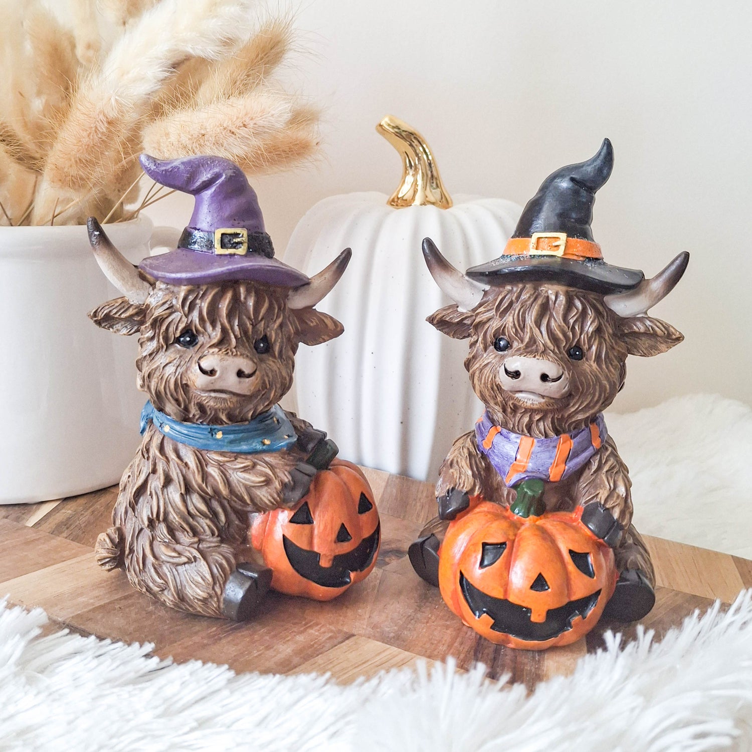 Halloween Highland Cow with Pumpkin