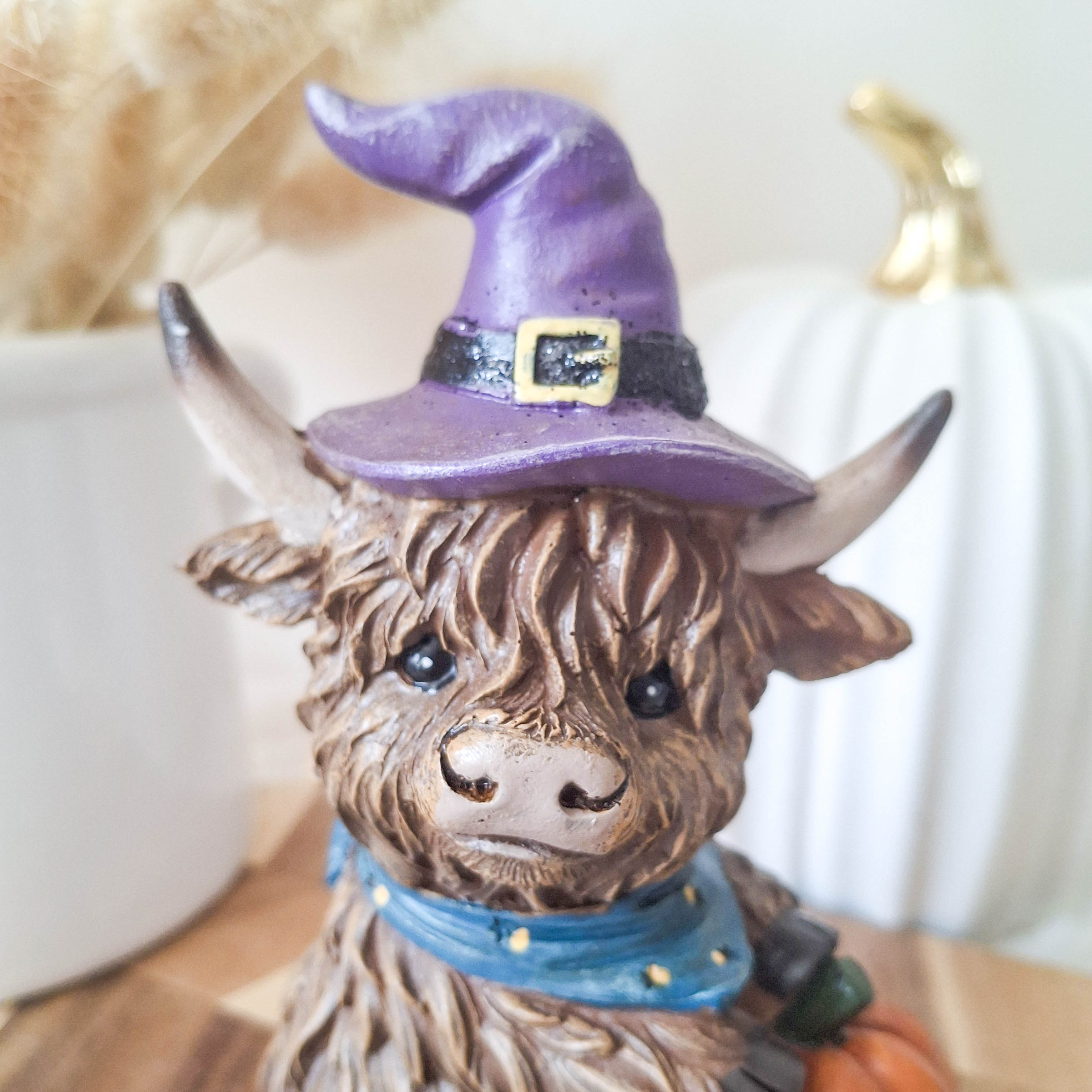 Halloween Highland Cow with Pumpkin