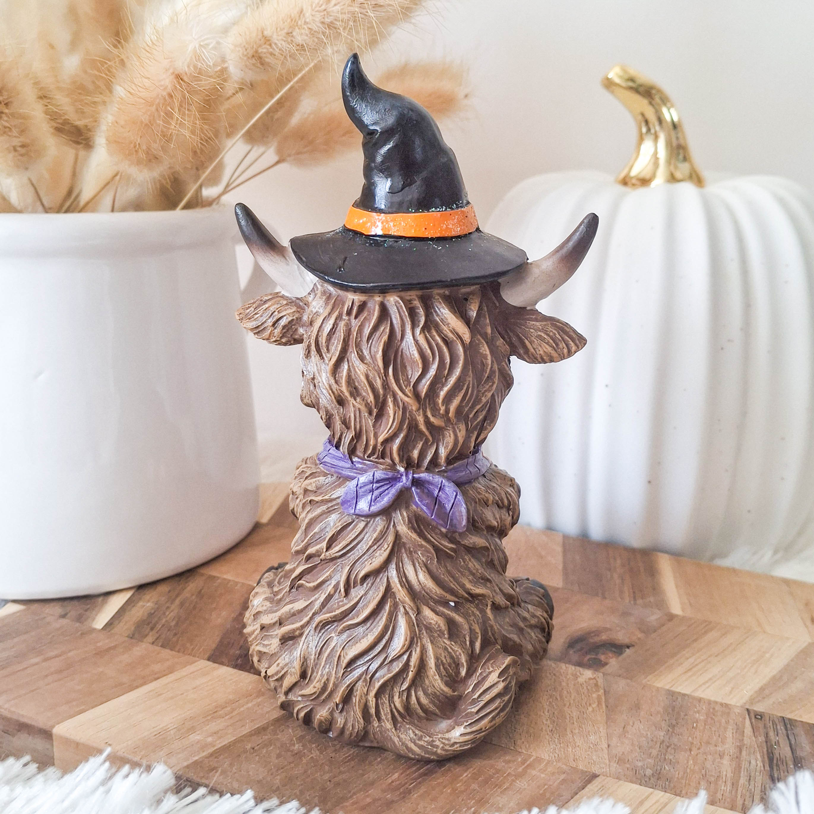 Halloween Highland Cow with Pumpkin