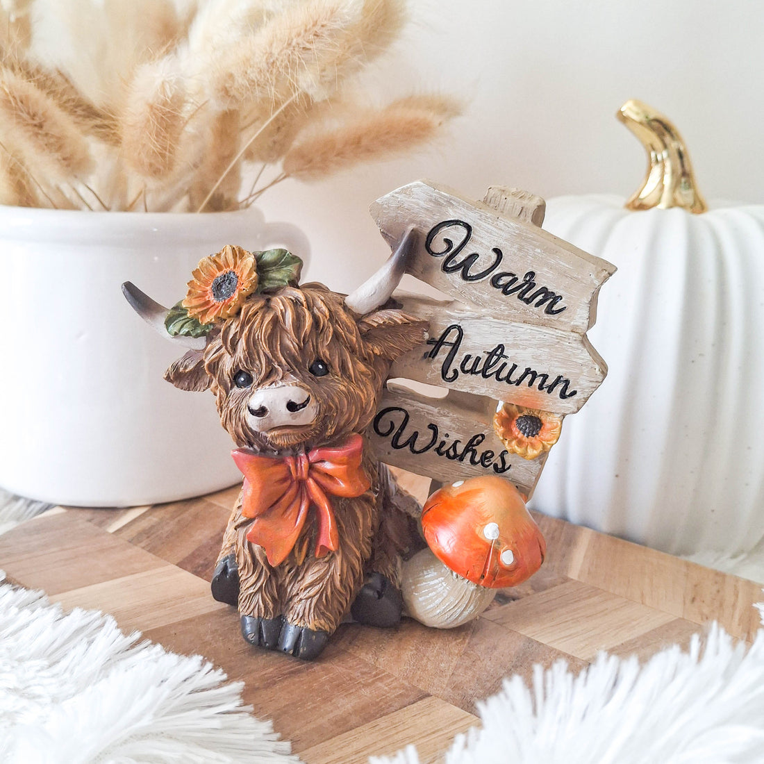 Warm Autumn Wishes Highland Cow Ornament