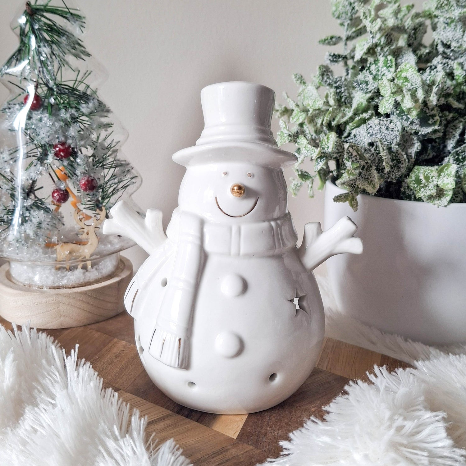 Frosty Snowman White LED Ornament