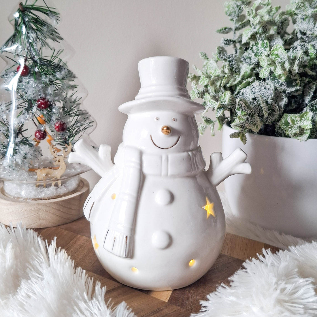 Frosty Snowman White LED Ornament