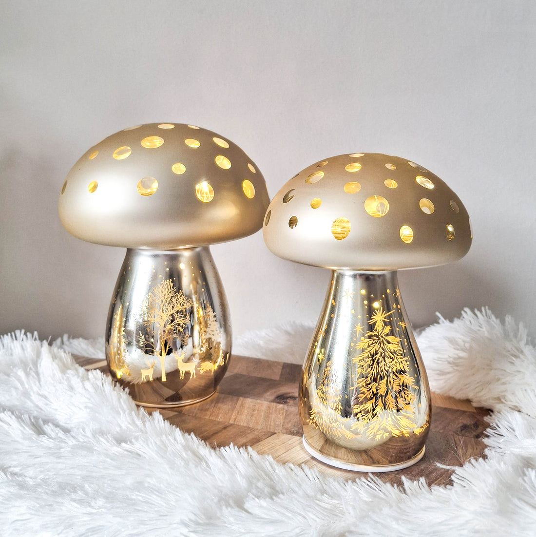 Champagne Gold LED Christmas Mushroom