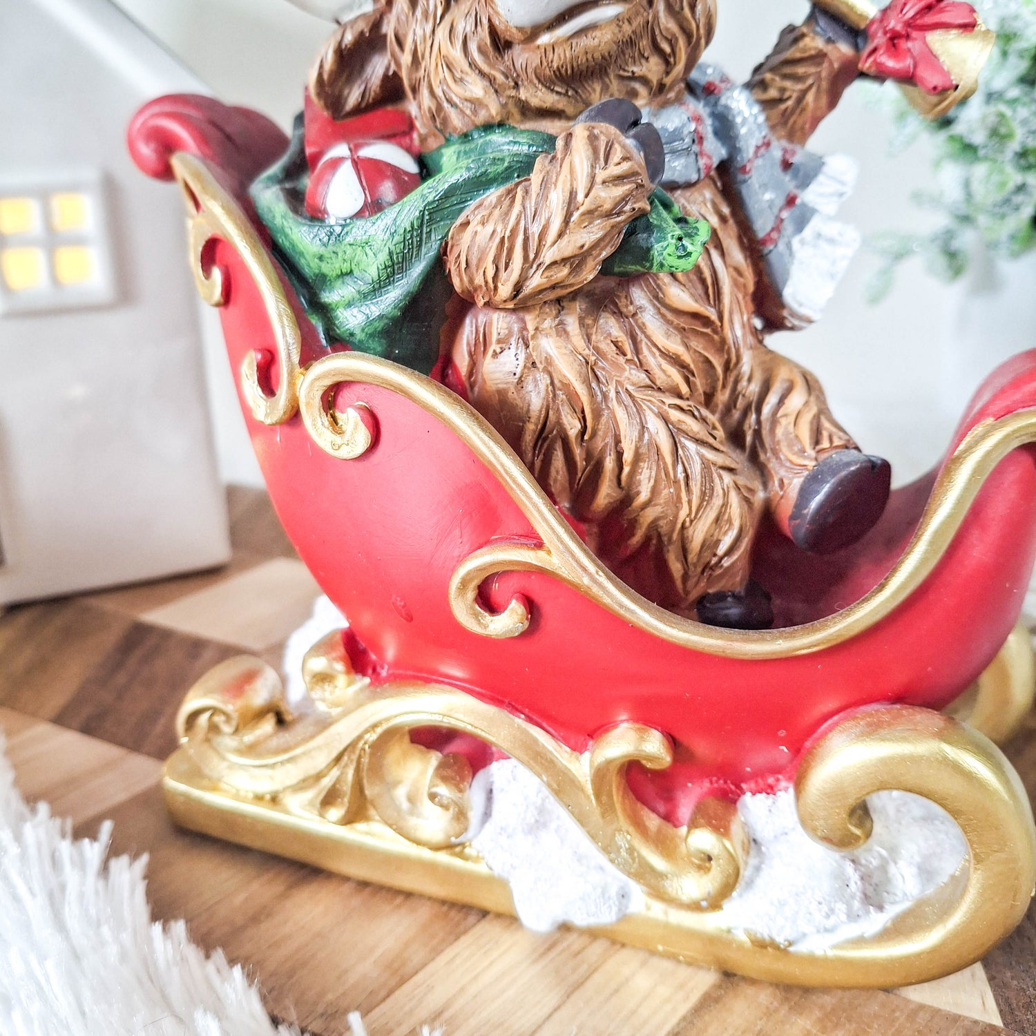 Christmas Highland Cow in Sleigh