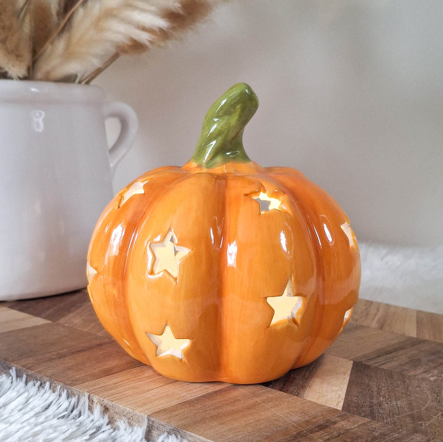 BACK AUG Orange Ceramic LED Star Pumpkin
