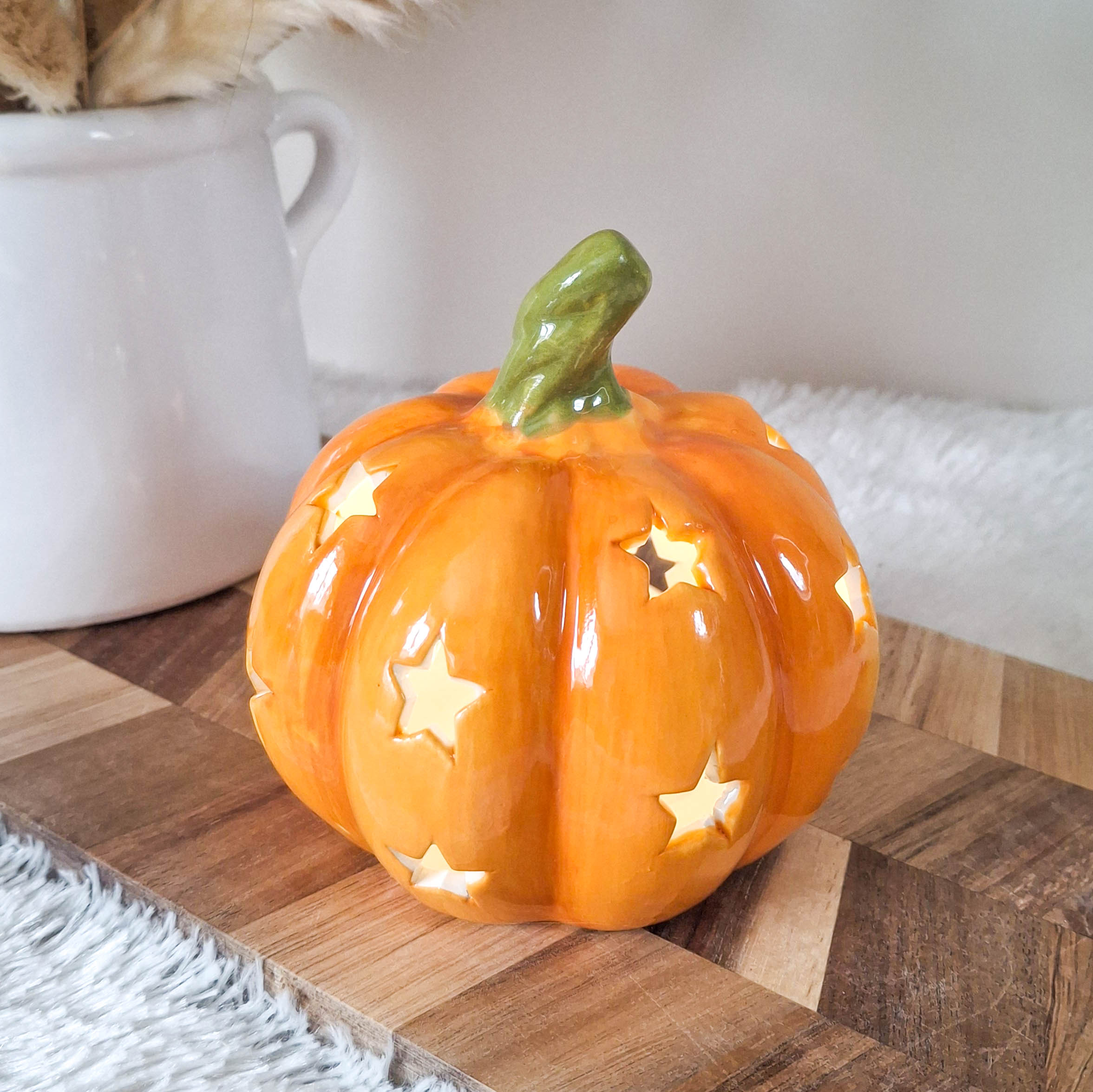 BACK AUG Orange Ceramic LED Star Pumpkin