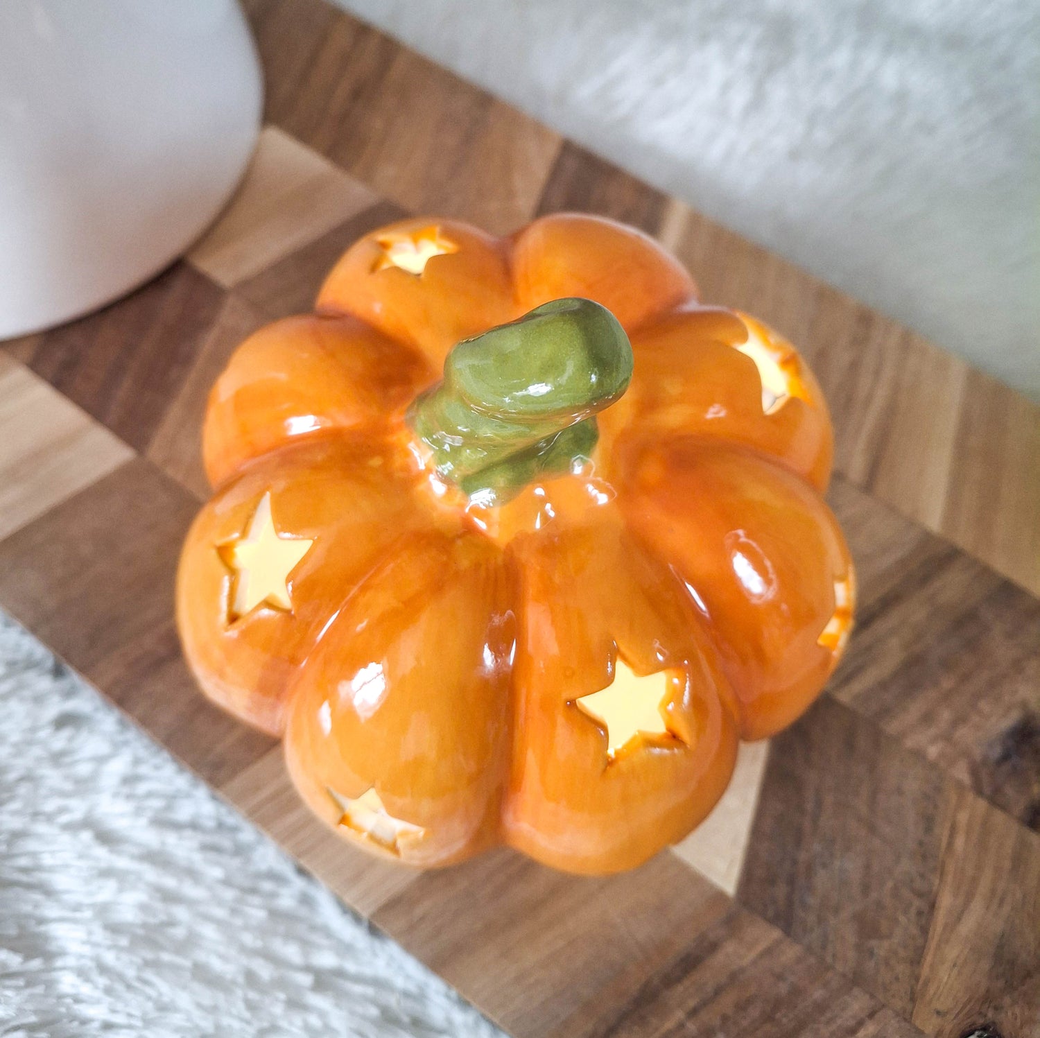 BACK AUG Orange Ceramic LED Star Pumpkin