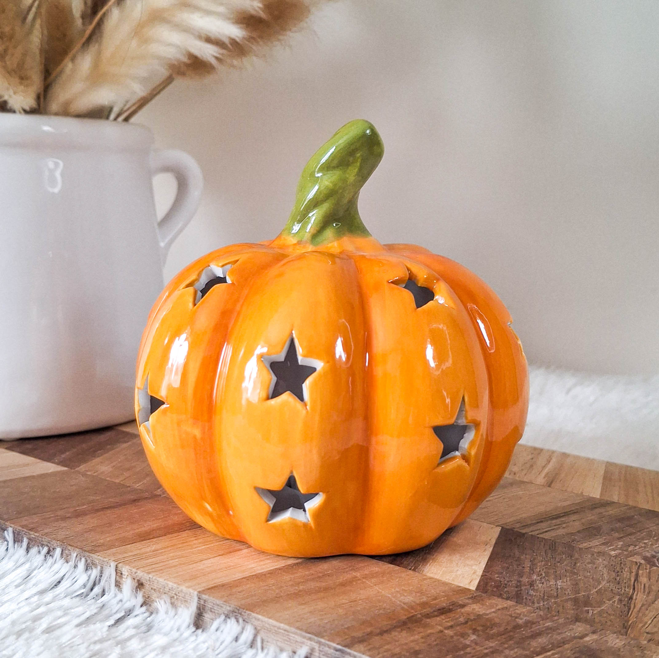BACK AUG Orange Ceramic LED Star Pumpkin