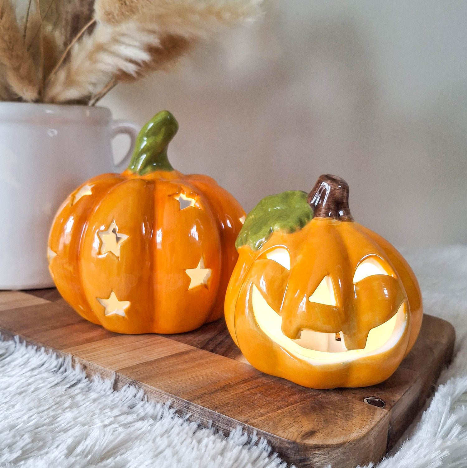 BACK AUG Orange Ceramic LED Star Pumpkin