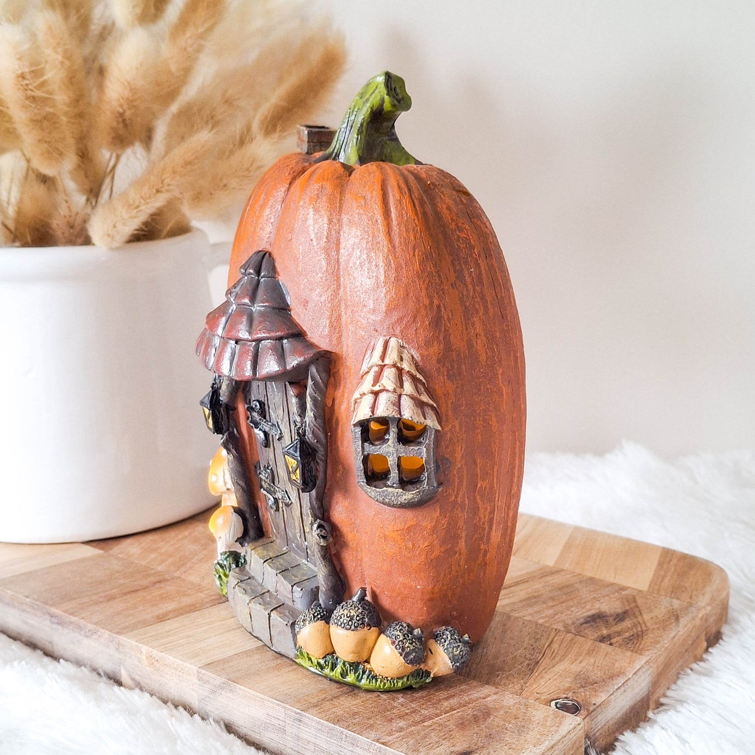 Orange Resin LED Light Up Pumpkin House