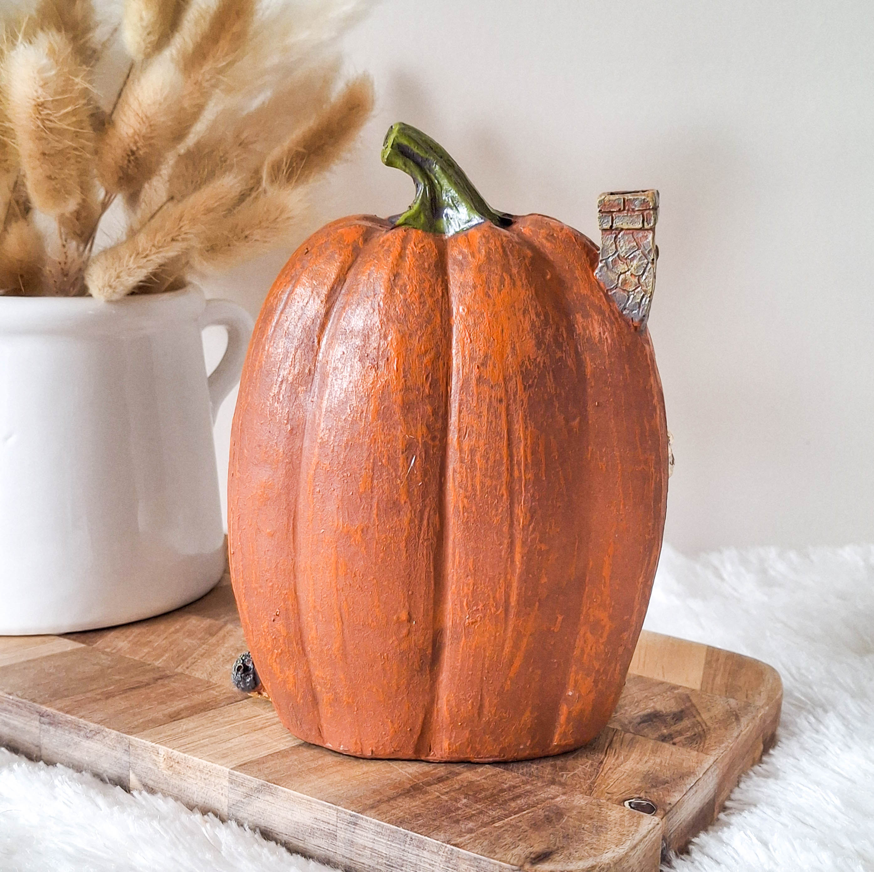 Orange Resin LED Light Up Pumpkin House