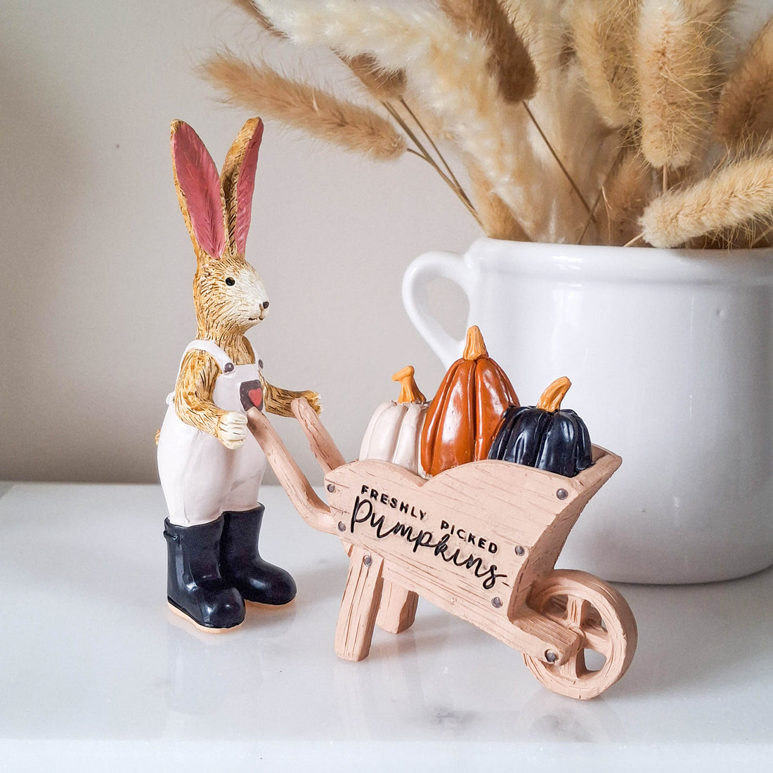 Freshly Picked Pumpkins Wheelbarrow Rabbit