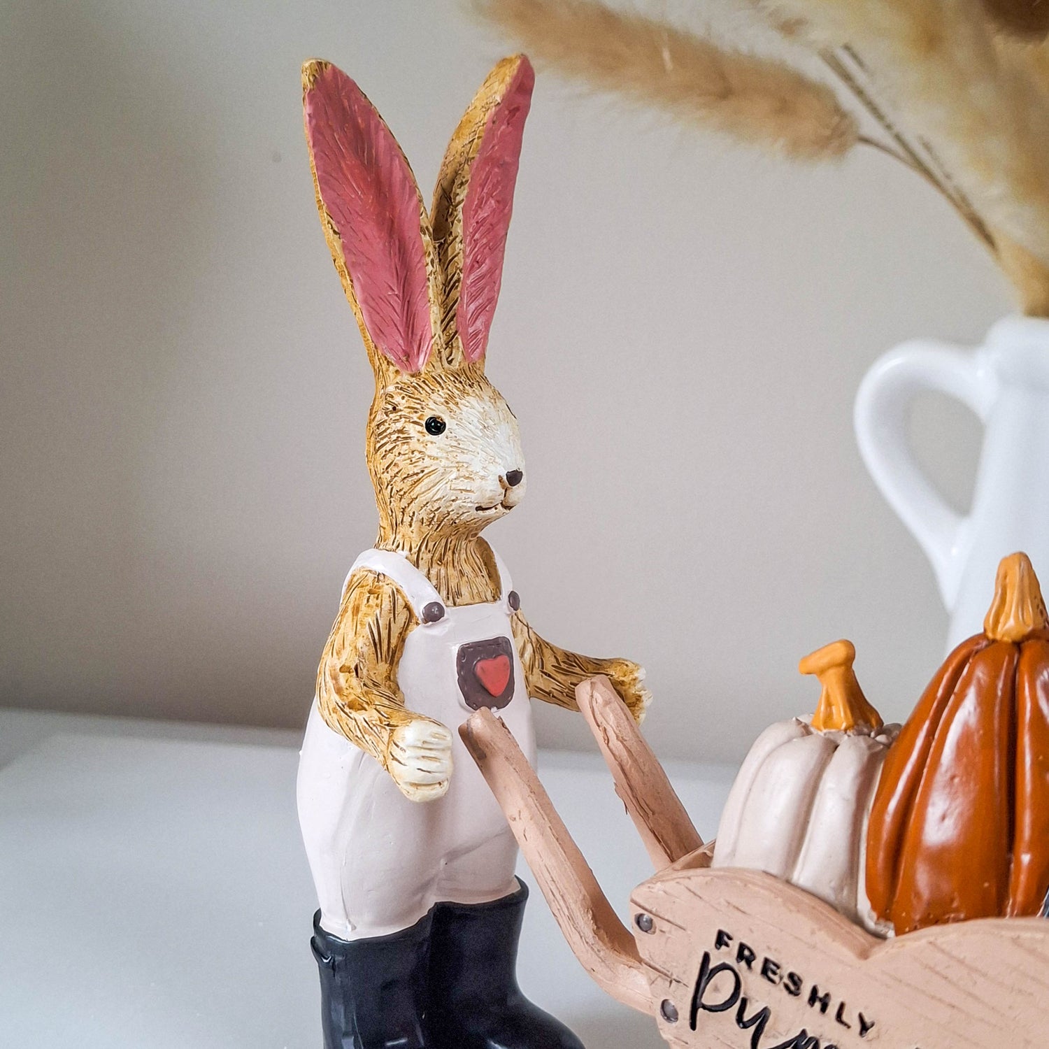 Freshly Picked Pumpkins Wheelbarrow Rabbit