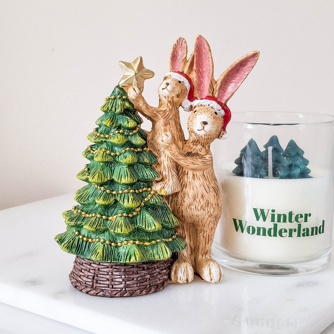 Jasper &amp; Bonnie Rabbits with Christmas Tree