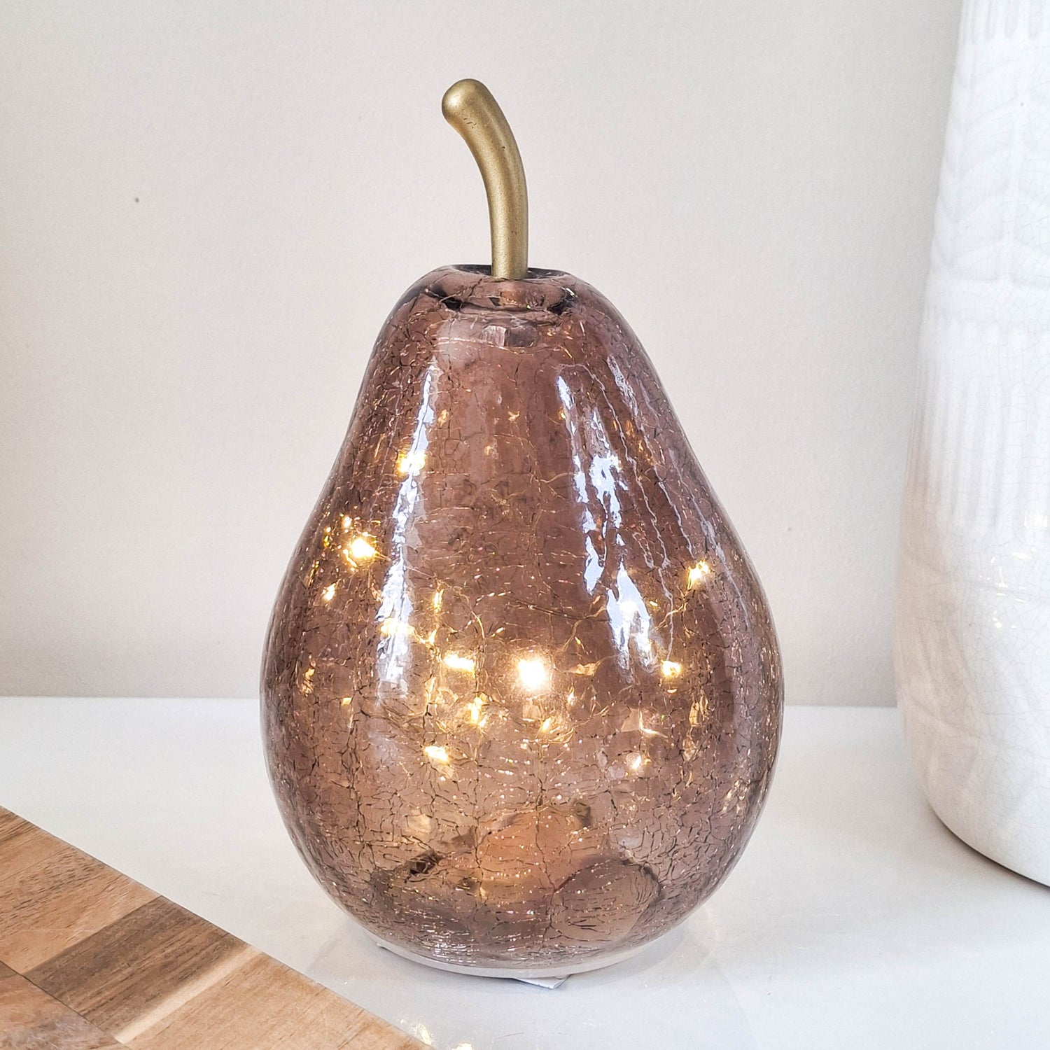 Bronze Crackled Glass LED Pear