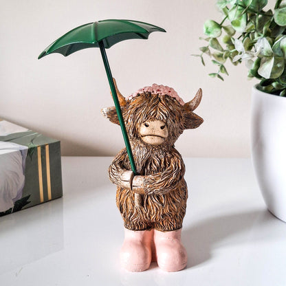 Rainy Days Girl Highland Cow