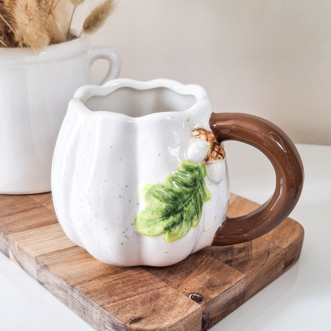 Pumpkin Mug with Leaf &amp; Acorns