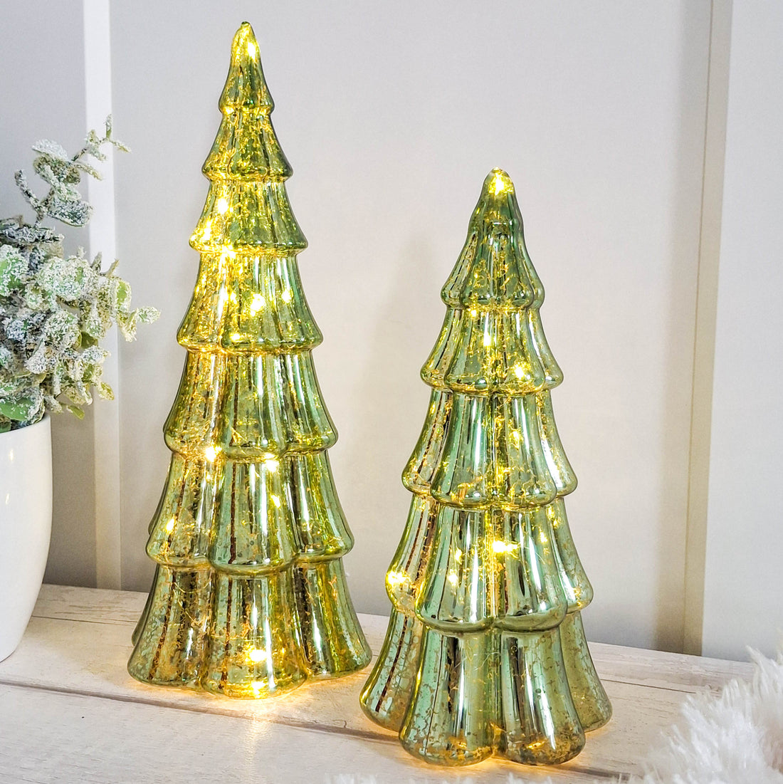 Vintage Style LED Green Glass Tree