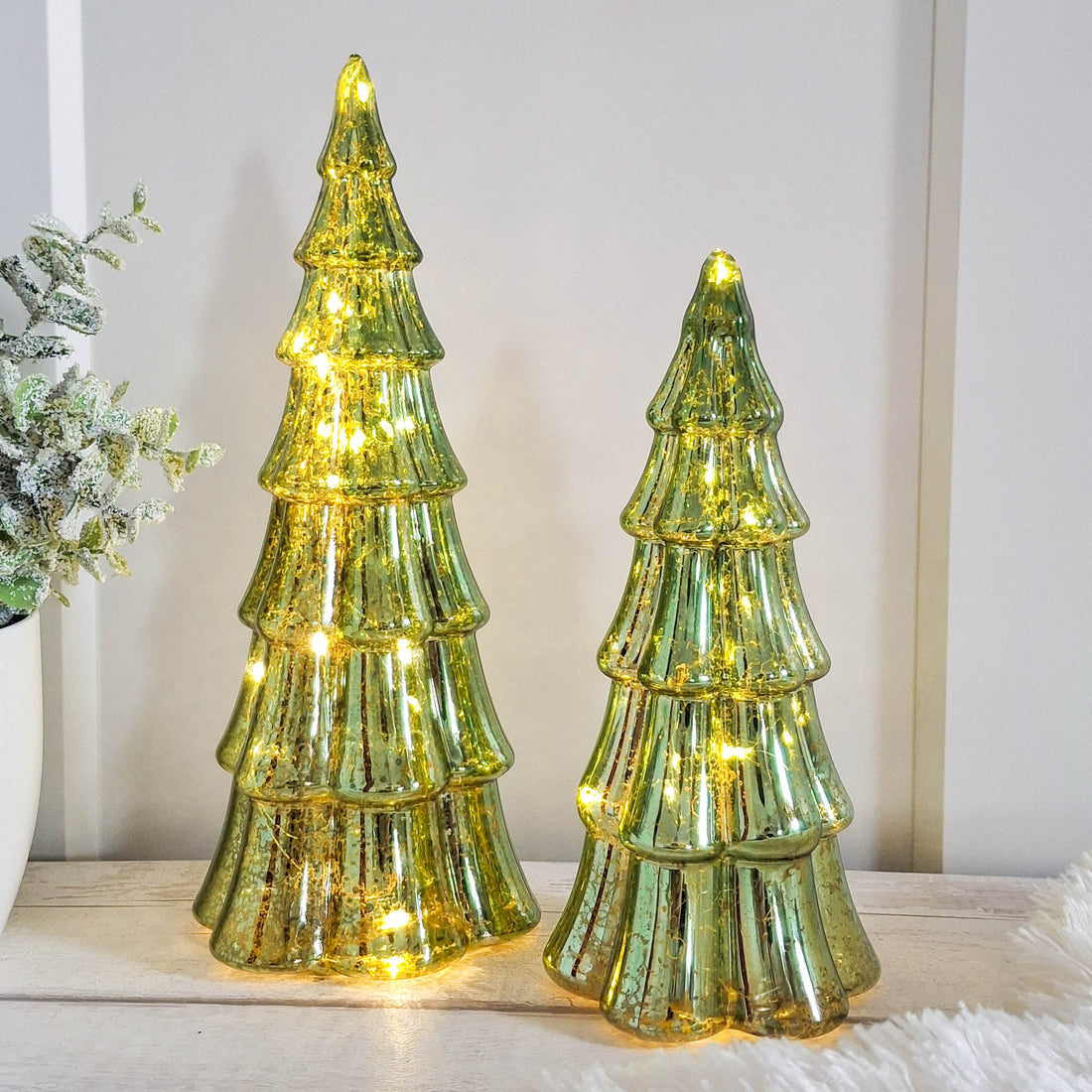 Vintage Style LED Green Glass Tree