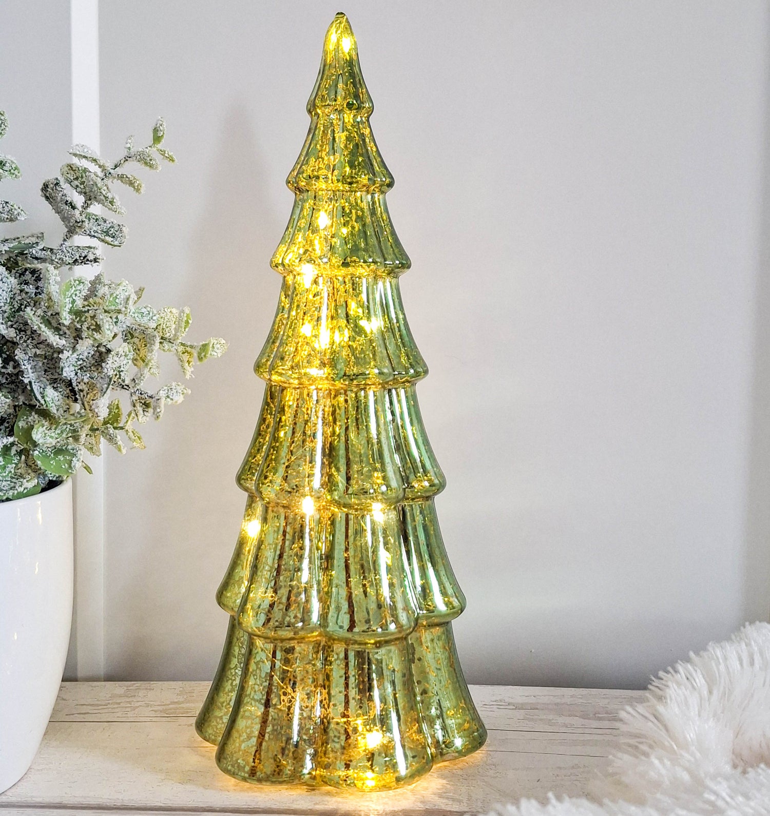 Vintage Style LED Green Glass Tree