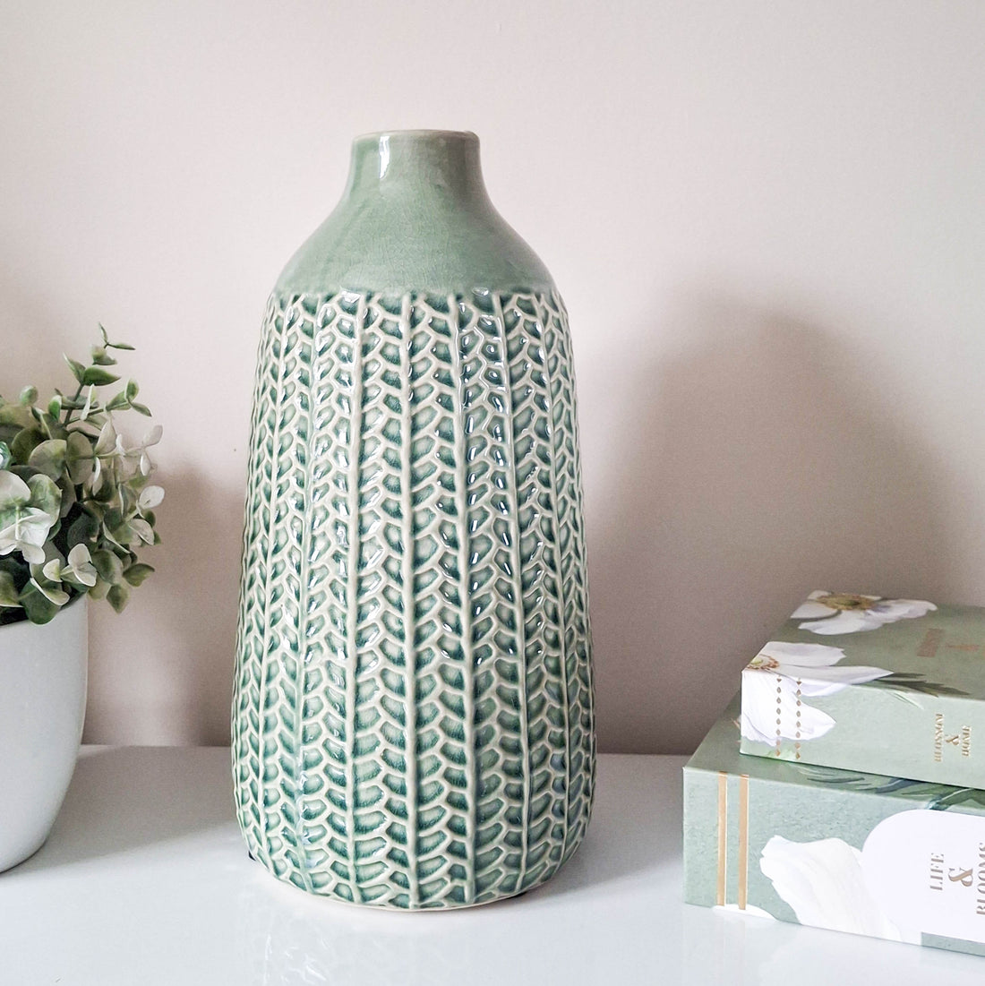 Green Textured Vase