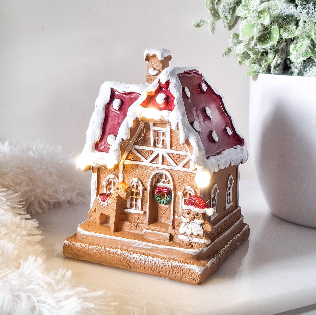 BACK OCT Santa LED Gingerbread House